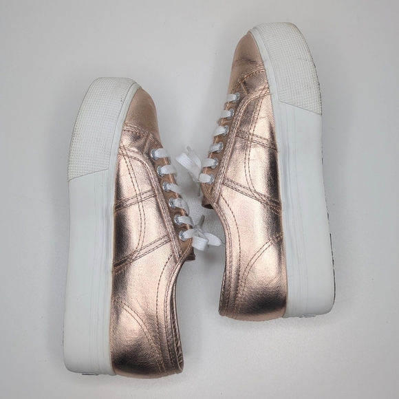 Superga Sneakers Platform Rose Gold Metallic Women's Size 8 - Picture 3 of 10